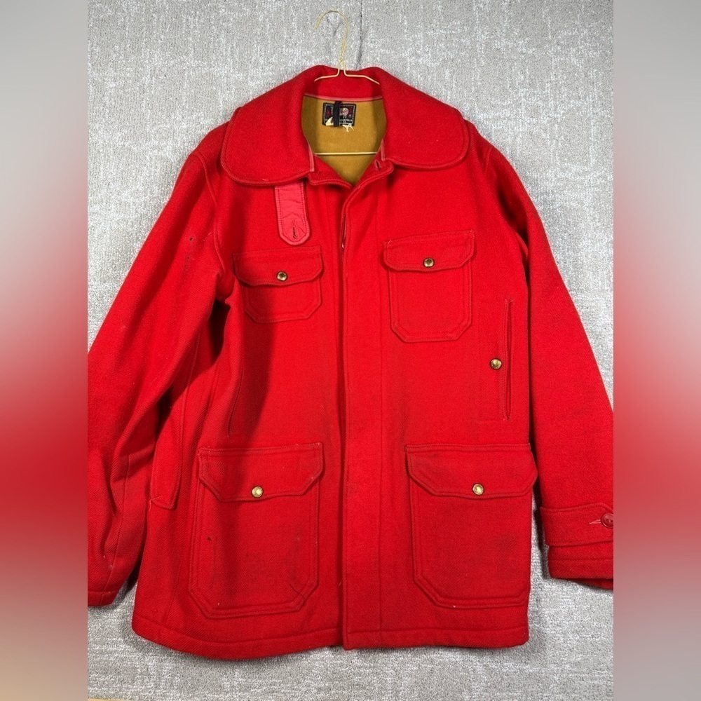Vintage Woolrich Woolen Mills 1950s Mens Red Hunting Jacket Mens Size 38